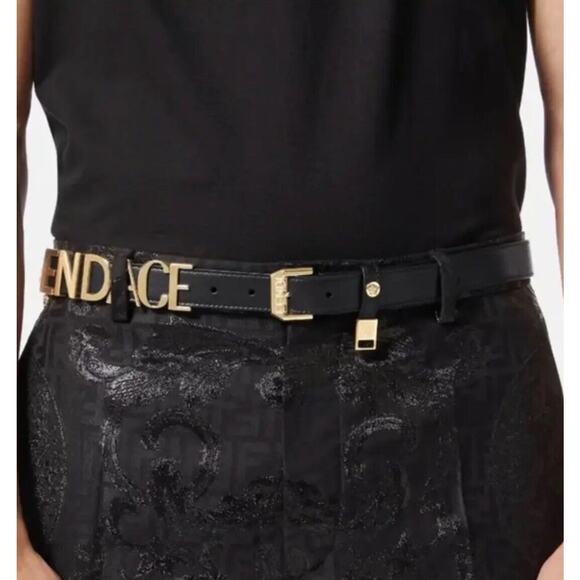 NWT Versace x Fendi Fendace Belt Leather Belt Size L 90cm 36" Logo Spell Out - Picture 4 of 9